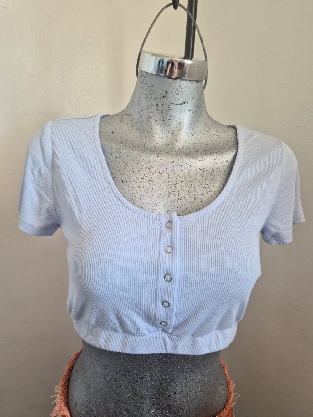 Forever 21 Light Blue Ribbed Crop Top